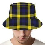 Yellow Navy And Black Plaid Print Bucket Hat