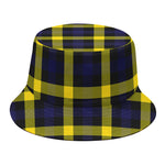 Yellow Navy And Black Plaid Print Bucket Hat