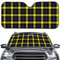Yellow Navy And Black Plaid Print Car Windshield Sun Shade