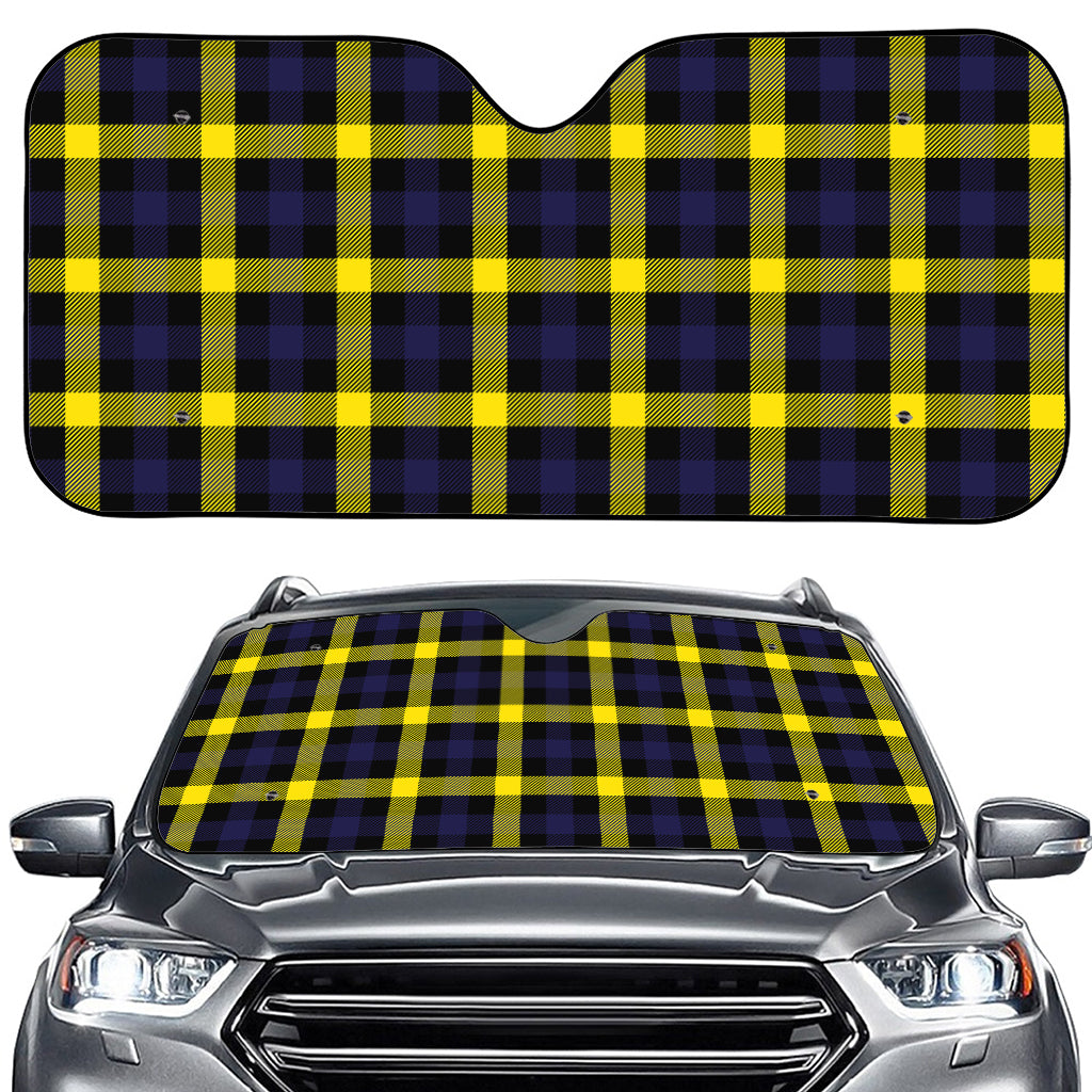 Yellow Navy And Black Plaid Print Car Windshield Sun Shade