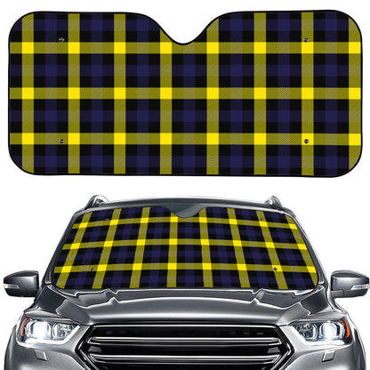 Yellow Navy And Black Plaid Print Car Windshield Sun Shade