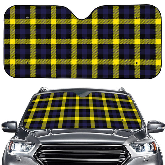 Yellow Navy And Black Plaid Print Car Windshield Sun Shade