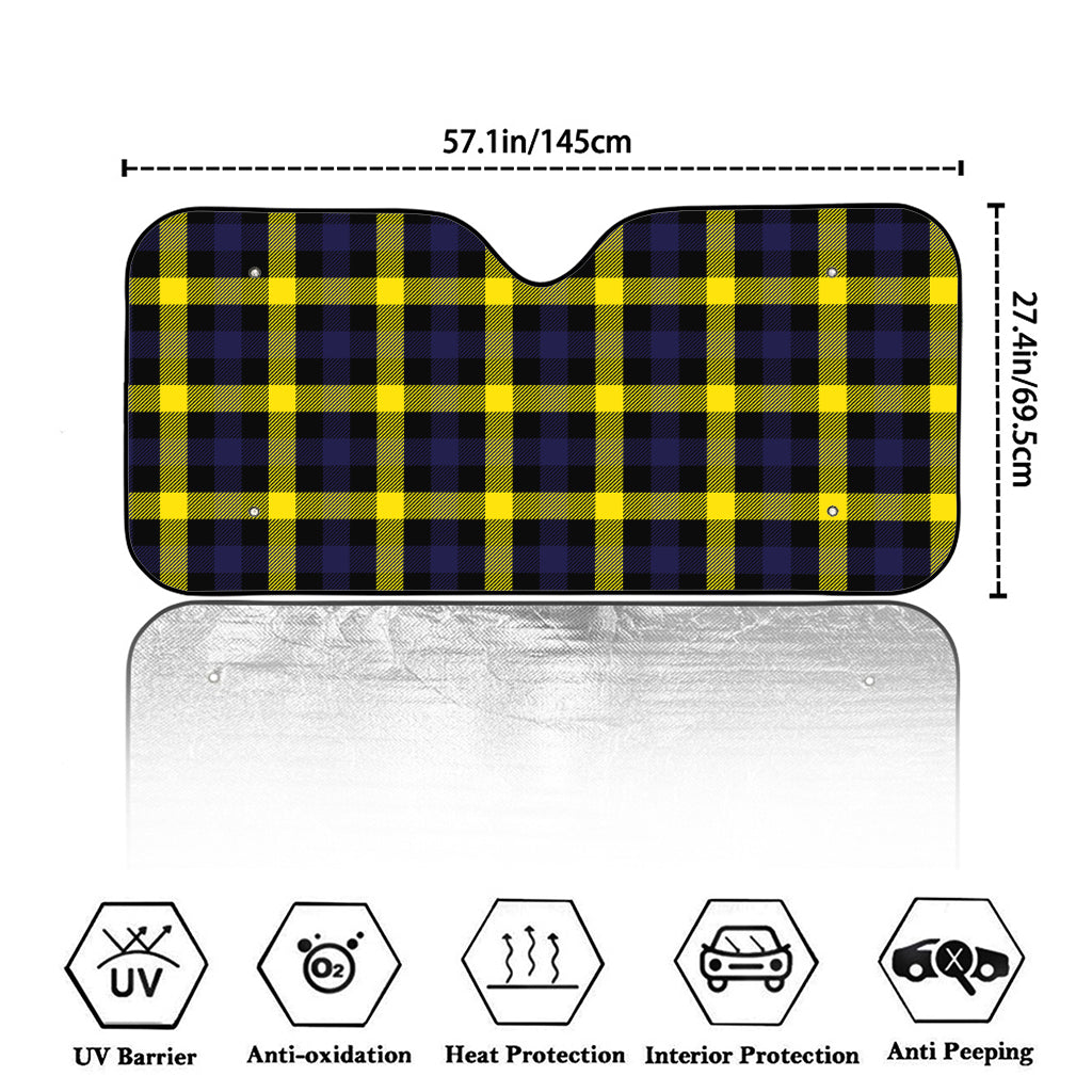Yellow Navy And Black Plaid Print Car Windshield Sun Shade