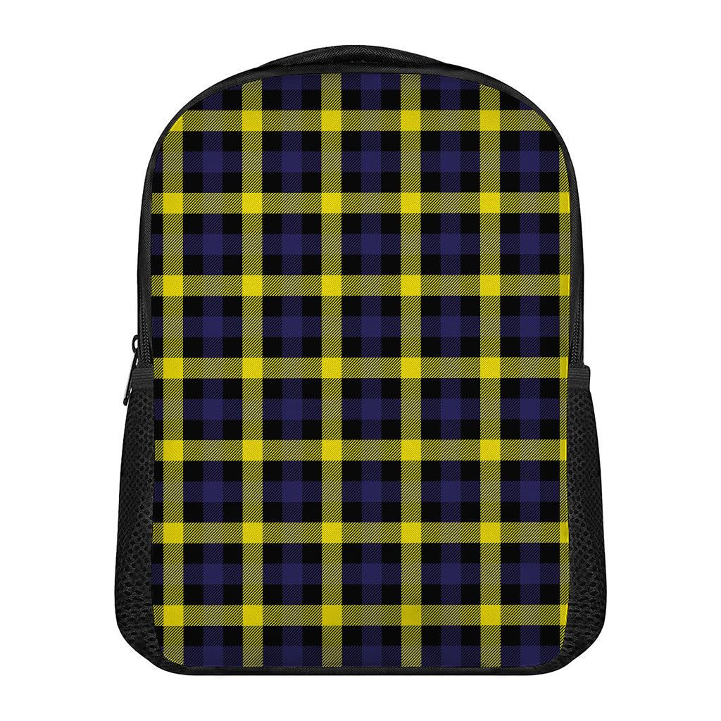 Yellow Navy And Black Plaid Print Casual Backpack