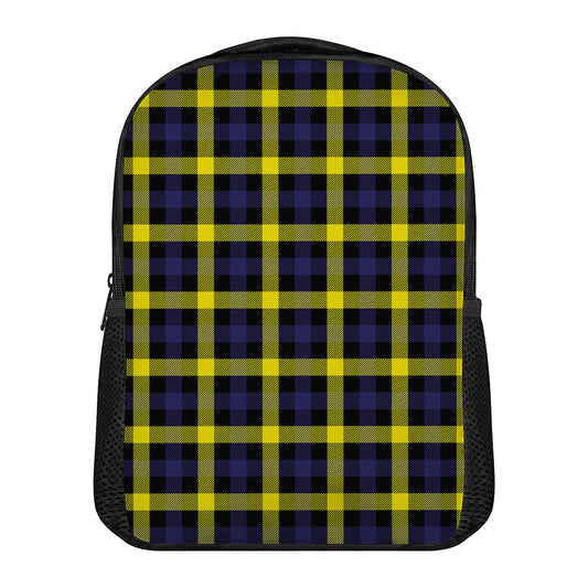 Yellow Navy And Black Plaid Print Casual Backpack