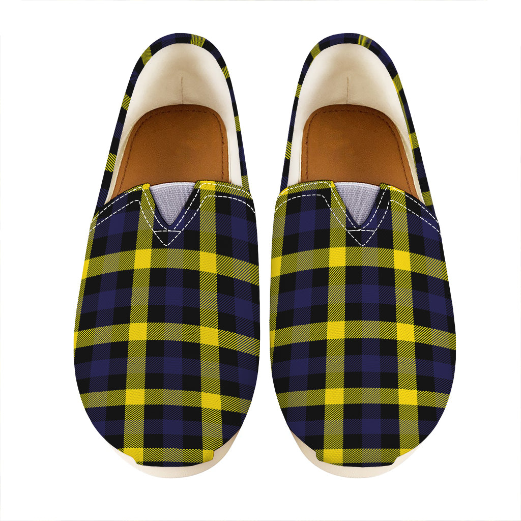 Yellow Navy And Black Plaid Print Casual Shoes