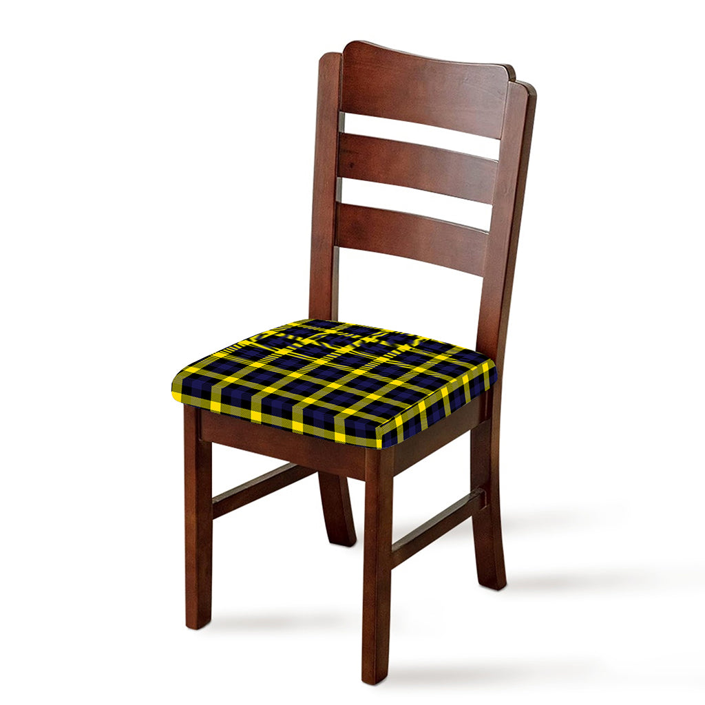 Yellow Navy And Black Plaid Print Chair Cushion Cover