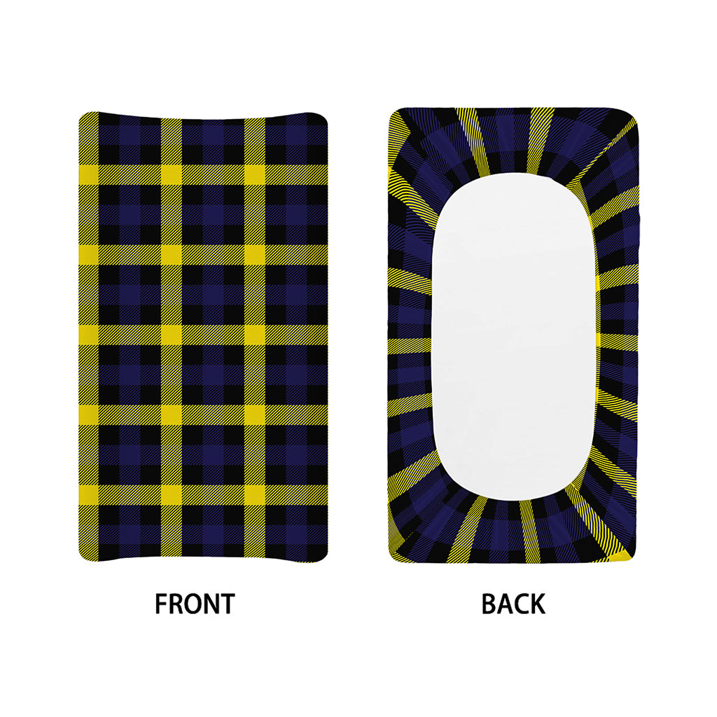 Yellow Navy And Black Plaid Print Changing Pad Cover