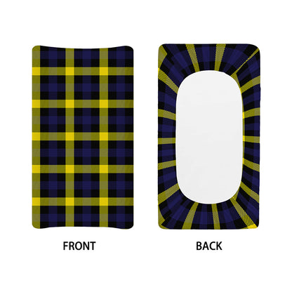 Yellow Navy And Black Plaid Print Changing Pad Cover