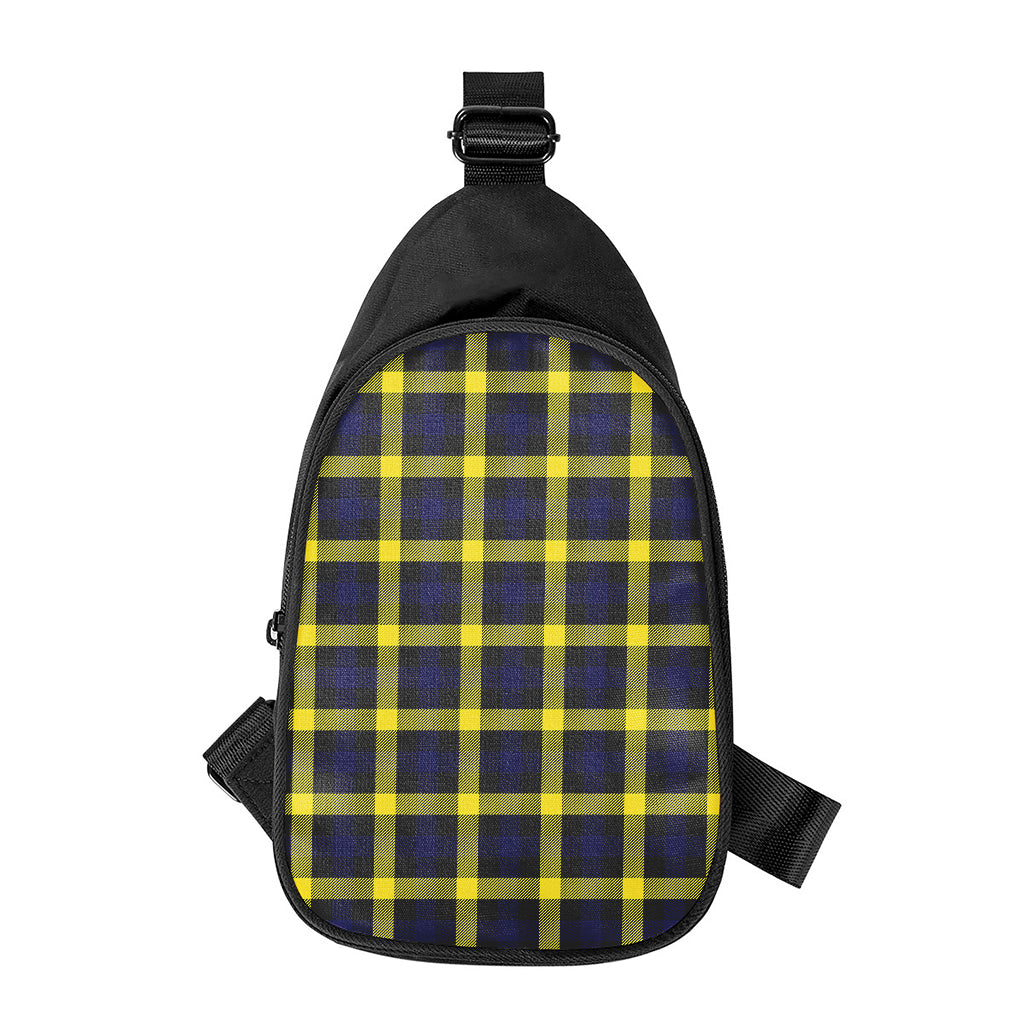 Yellow Navy And Black Plaid Print Chest Bag