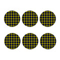 Yellow Navy And Black Plaid Print Coaster Set