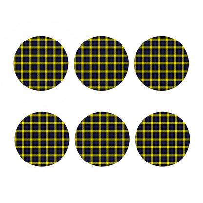 Yellow Navy And Black Plaid Print Coaster Set