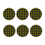 Yellow Navy And Black Plaid Print Coaster Set