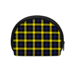 Yellow Navy And Black Plaid Print Coin Purse