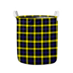 Yellow Navy And Black Plaid Print Collapsible Laundry Basket