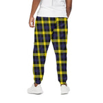 Yellow Navy And Black Plaid Print Cotton Pants