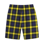 Yellow Navy And Black Plaid Print Cotton Shorts