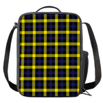 Yellow Navy And Black Plaid Print Crossbody Lunch Bag