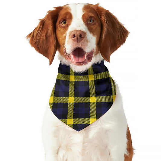 Yellow Navy And Black Plaid Print Dog Bandana