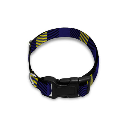 Yellow Navy And Black Plaid Print Dog Collar