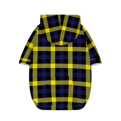 Yellow Navy And Black Plaid Print Dog Zip Up Hoodie