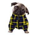 Yellow Navy And Black Plaid Print Dog Zip Up Jacket
