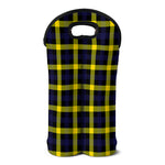 Yellow Navy And Black Plaid Print Double Neoprene Wine Tote