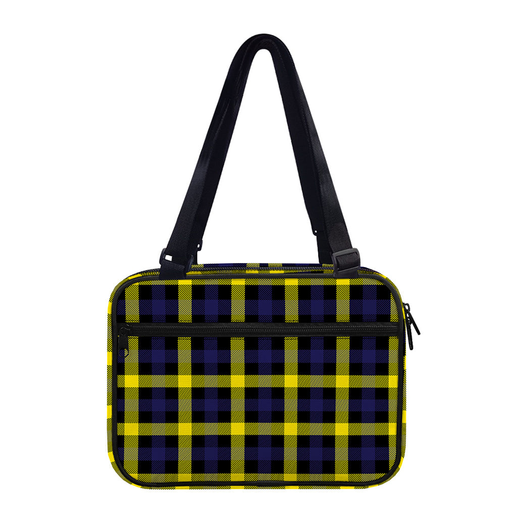 Yellow Navy And Black Plaid Print Double Strap Bible Bag