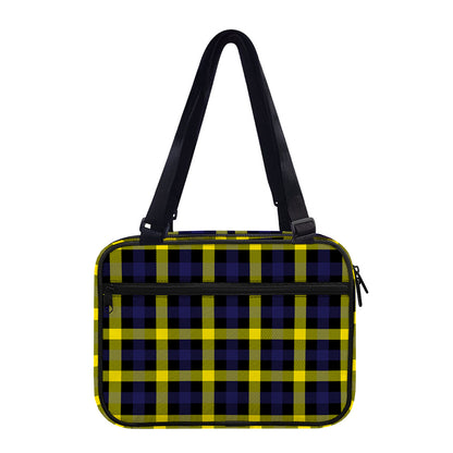 Yellow Navy And Black Plaid Print Double Strap Bible Bag