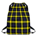 Yellow Navy And Black Plaid Print Drawstring Backpack