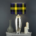 Yellow Navy And Black Plaid Print Drum Lamp Shade