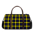 Yellow Navy And Black Plaid Print Duffel Bag