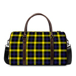 Yellow Navy And Black Plaid Print Duffle Bag