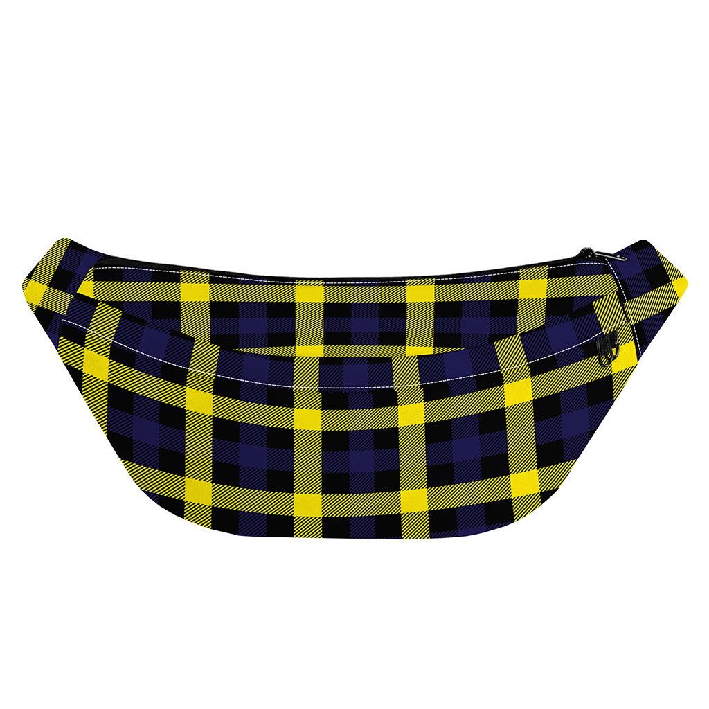 Yellow Navy And Black Plaid Print Fanny Pack