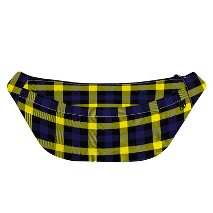 Yellow Navy And Black Plaid Print Fanny Pack