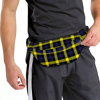 Yellow Navy And Black Plaid Print Fanny Pack
