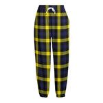 Yellow Navy And Black Plaid Print Fleece Lined Knit Pants