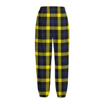 Yellow Navy And Black Plaid Print Fleece Lined Knit Pants