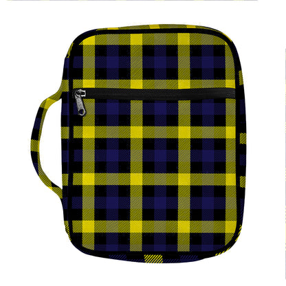 Yellow Navy And Black Plaid Print Front Pocket Bible Bag