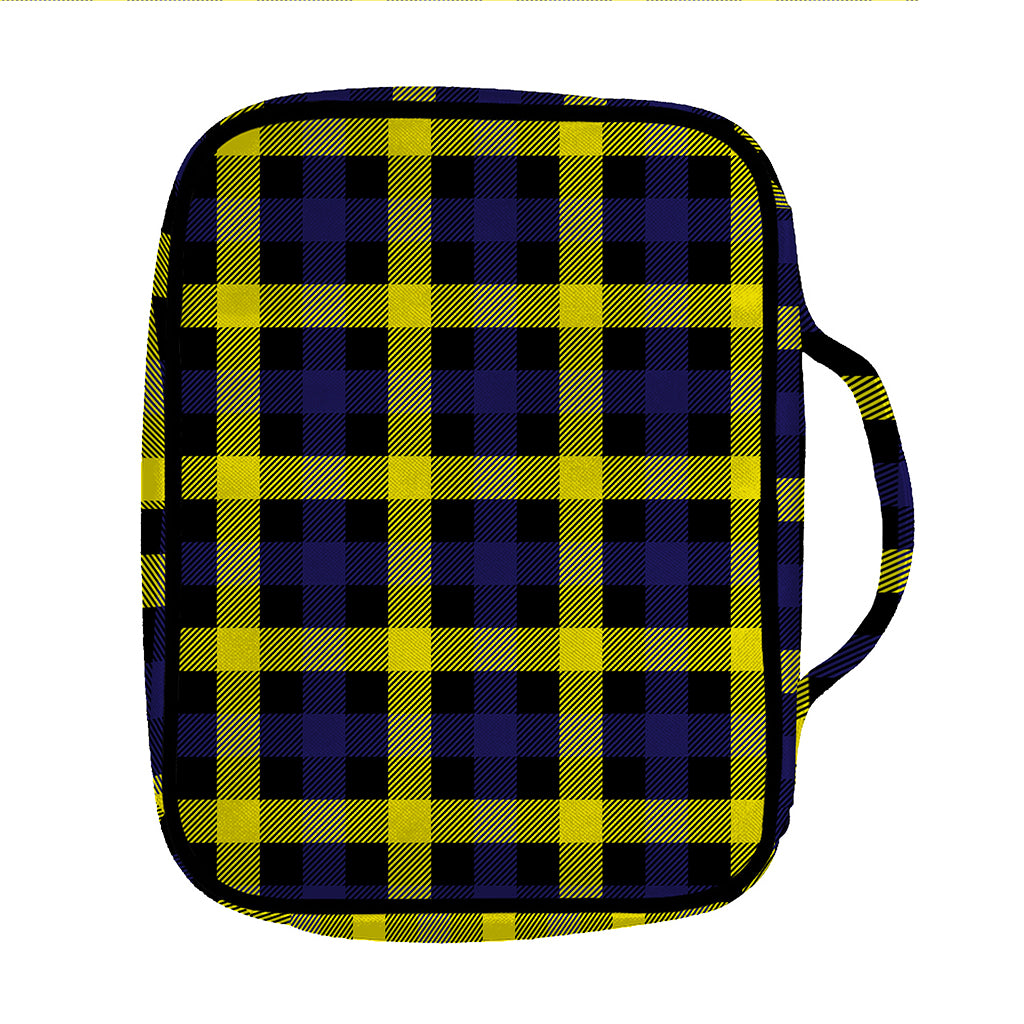 Yellow Navy And Black Plaid Print Front Pocket Bible Bag
