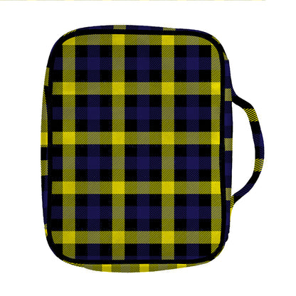 Yellow Navy And Black Plaid Print Front Pocket Bible Bag