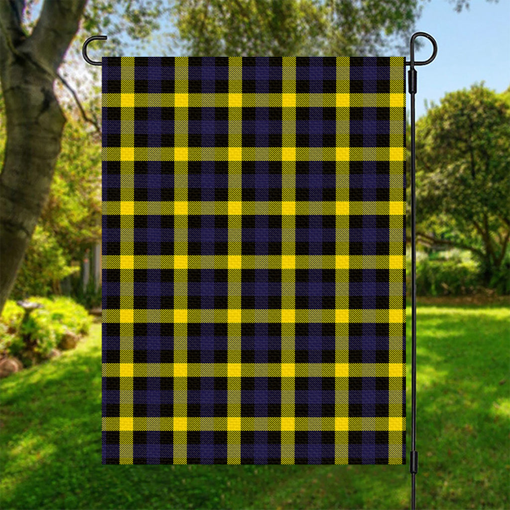 Yellow Navy And Black Plaid Print Garden Flag