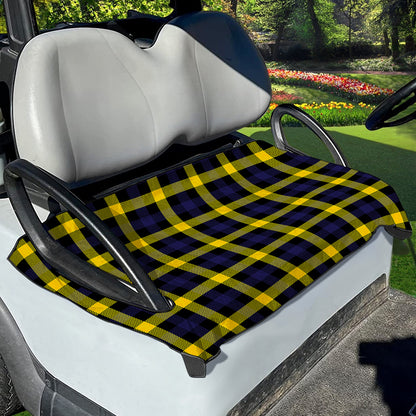 Yellow Navy And Black Plaid Print Golf Cart Seat Cover