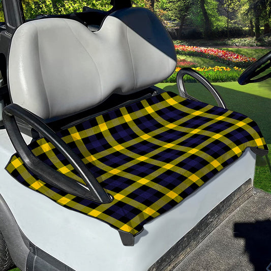 Yellow Navy And Black Plaid Print Golf Cart Seat Cover