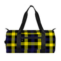 Yellow Navy And Black Plaid Print Gym Bag