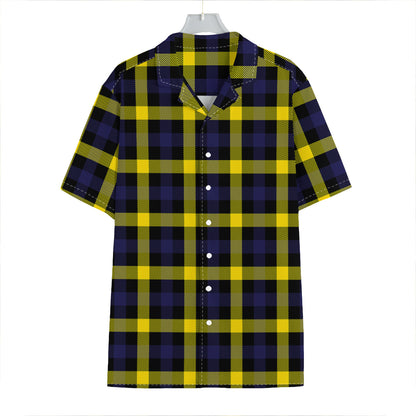 Yellow Navy And Black Plaid Print Hawaiian Shirt
