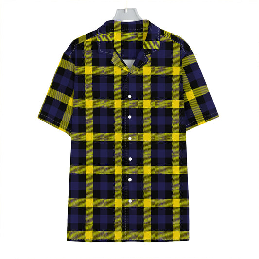 Yellow Navy And Black Plaid Print Hawaiian Shirt
