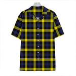 Yellow Navy And Black Plaid Print Hawaiian Shirt
