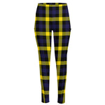Yellow Navy And Black Plaid Print High-Waisted Pocket Leggings