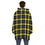 Yellow Navy And Black Plaid Print Hoodie Blanket